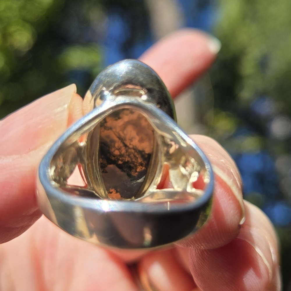 HOST PICK! 🎉🎊 Moss Agate & Topaz Natural Gemstone Sterling Ring Sz8 - Picture 10 of 11